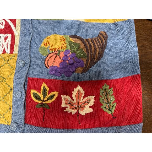 Willow Ridge Embroidered Fall Sweater Leaves Pumpkin Patch Women XL Grandma VTG - Picture 11 of 11